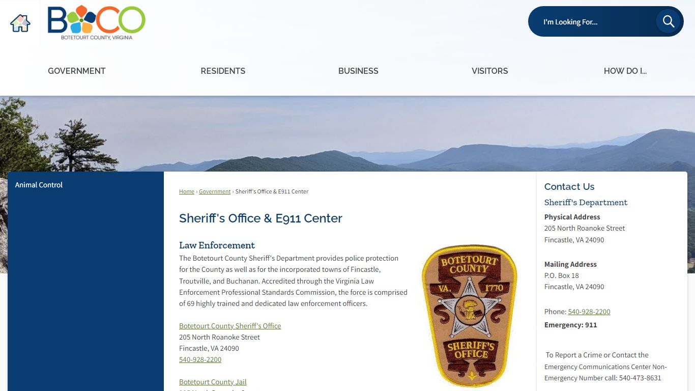 Sheriff's Office & E911 Center | Botetourt County, VA